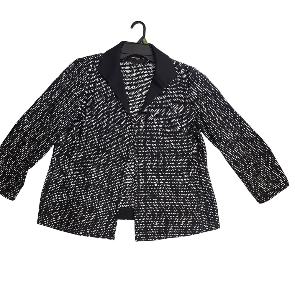 LAFAYETTE 148 Black White Textured Blazer Jacket‎ Women's Size 12